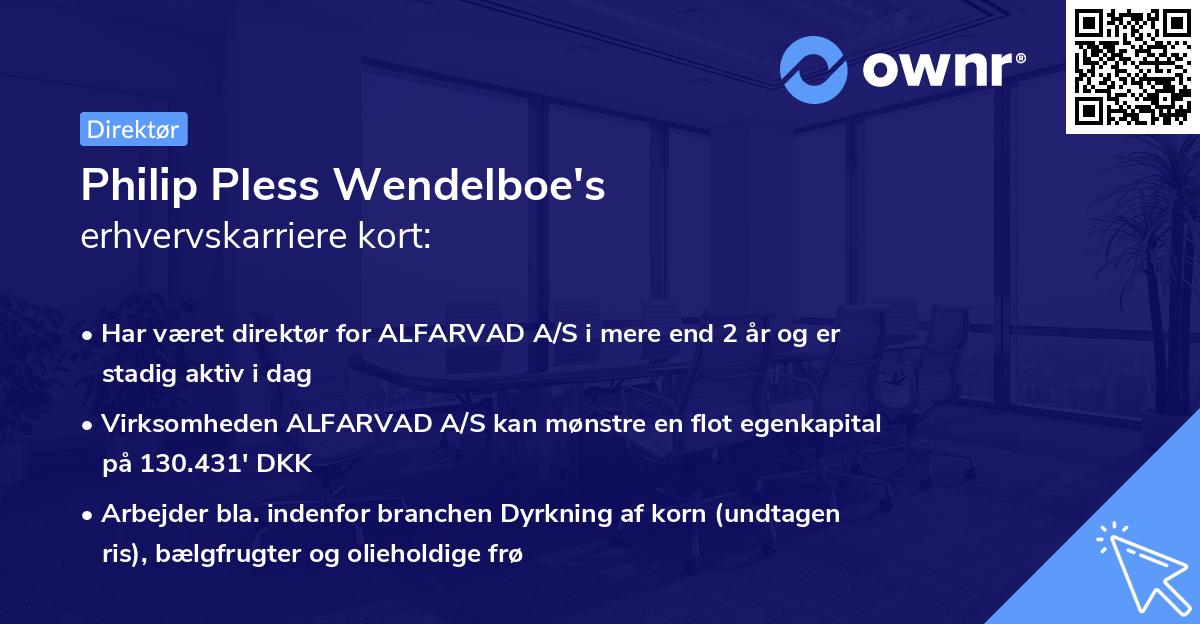 Philip Pless Wendelboe's erhvervskarriere kort