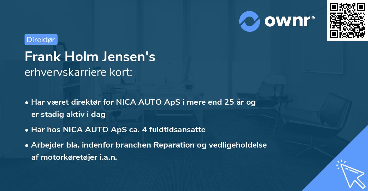 Frank Holm Jensen's erhvervskarriere kort