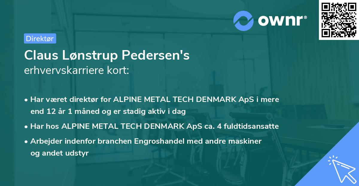 Claus Lønstrup Pedersen's erhvervskarriere kort