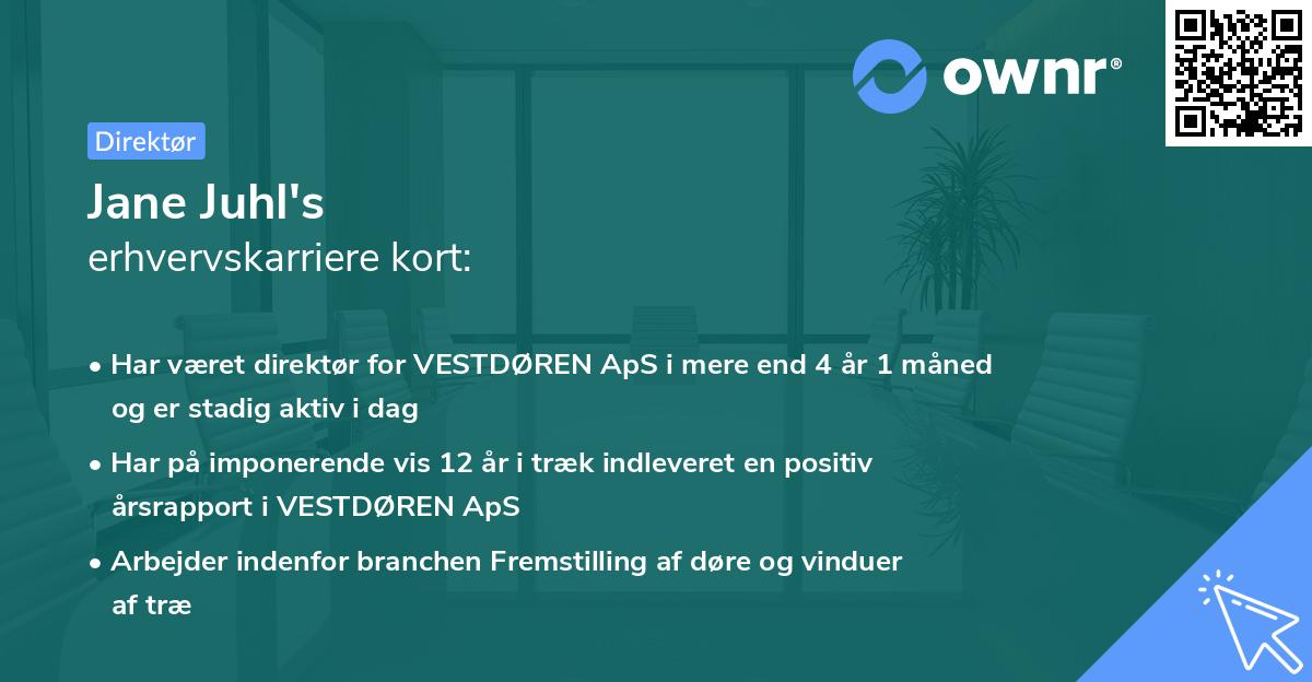 Jane Juhl's erhvervskarriere kort