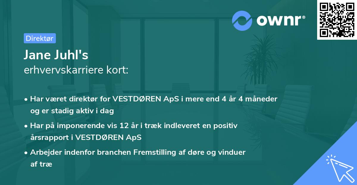 Jane Juhl's erhvervskarriere kort