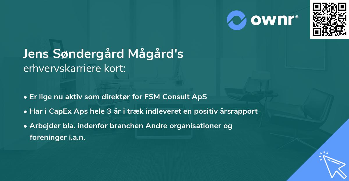 Jens Søndergård Mågård's erhvervskarriere kort