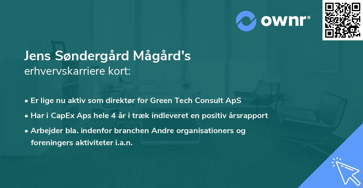Jens Søndergård Mågård's erhvervskarriere kort