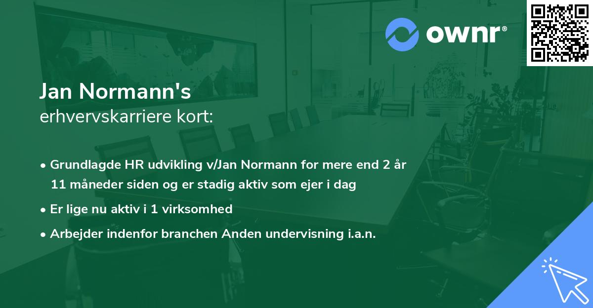Jan Normann's erhvervskarriere kort