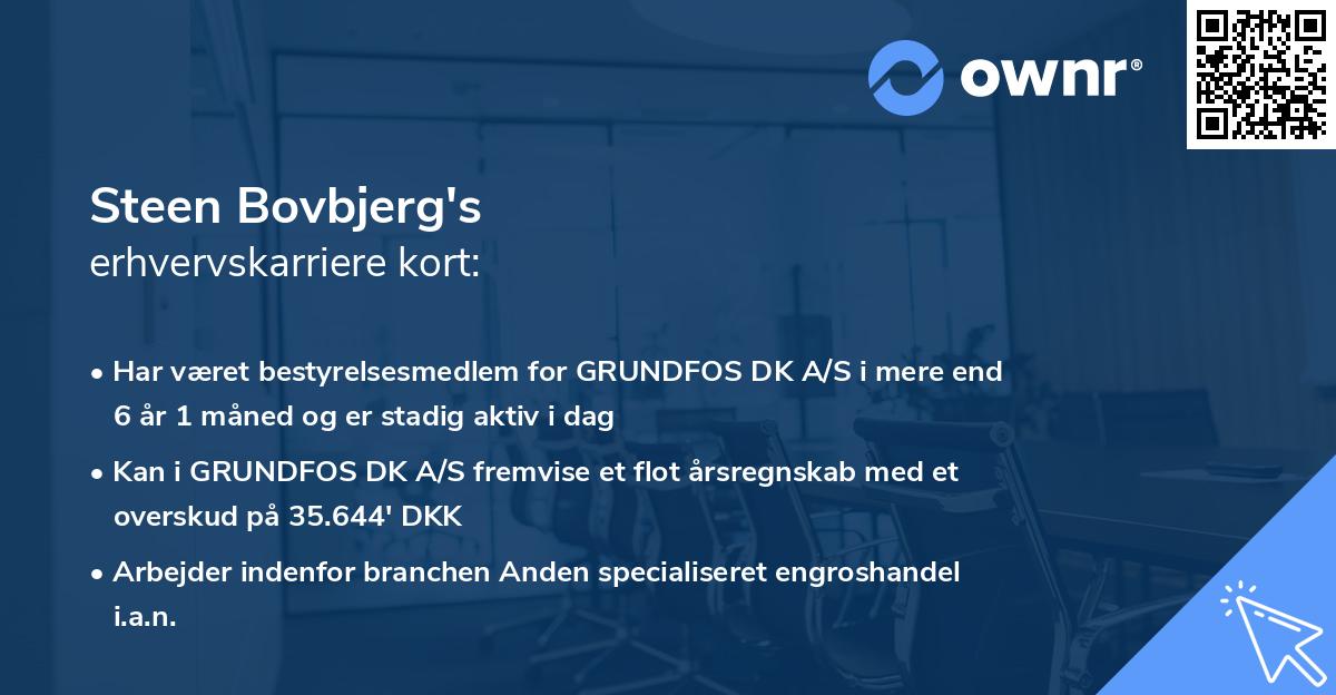 Steen Bovbjerg's erhvervskarriere kort