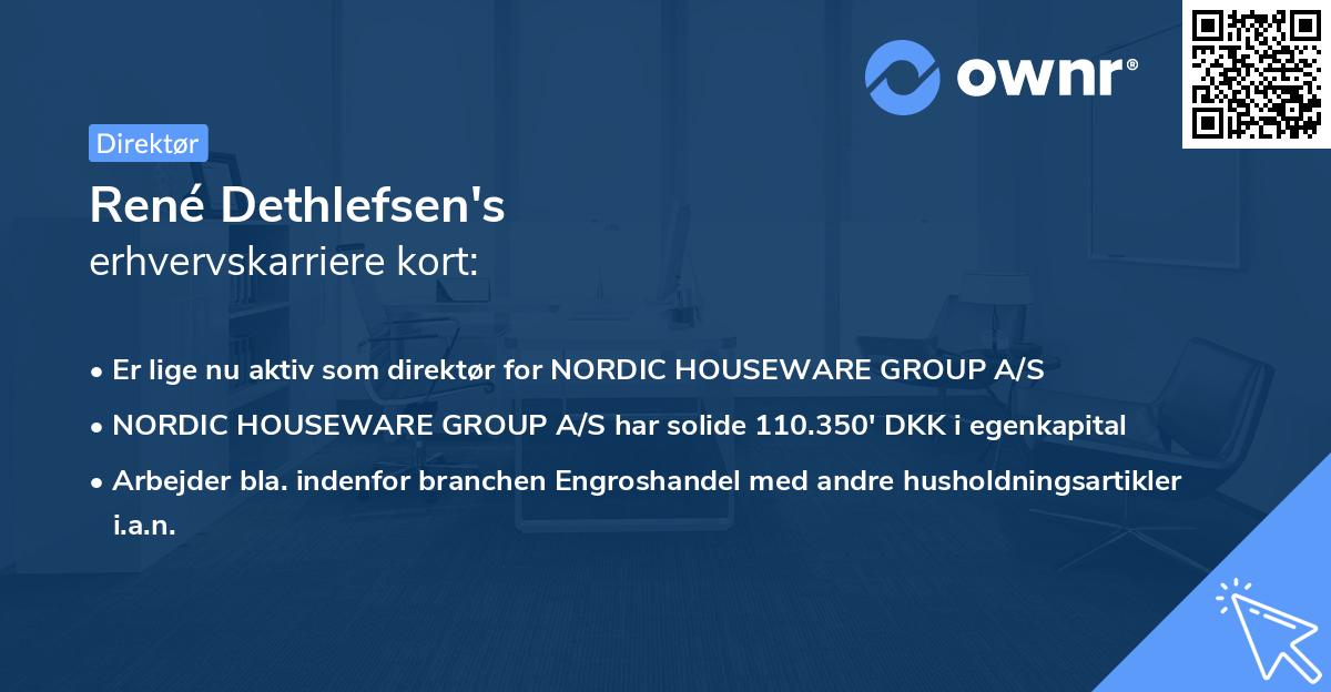 René Dethlefsen's erhvervskarriere kort
