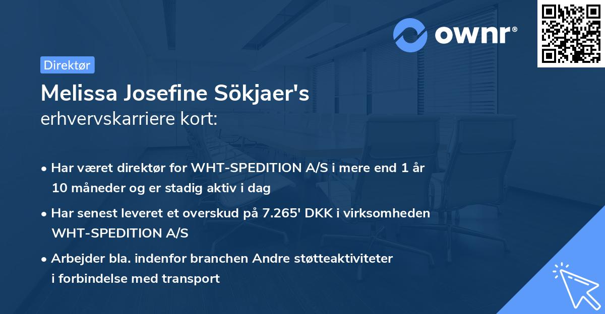 Melissa Josefine Sökjaer's erhvervskarriere kort