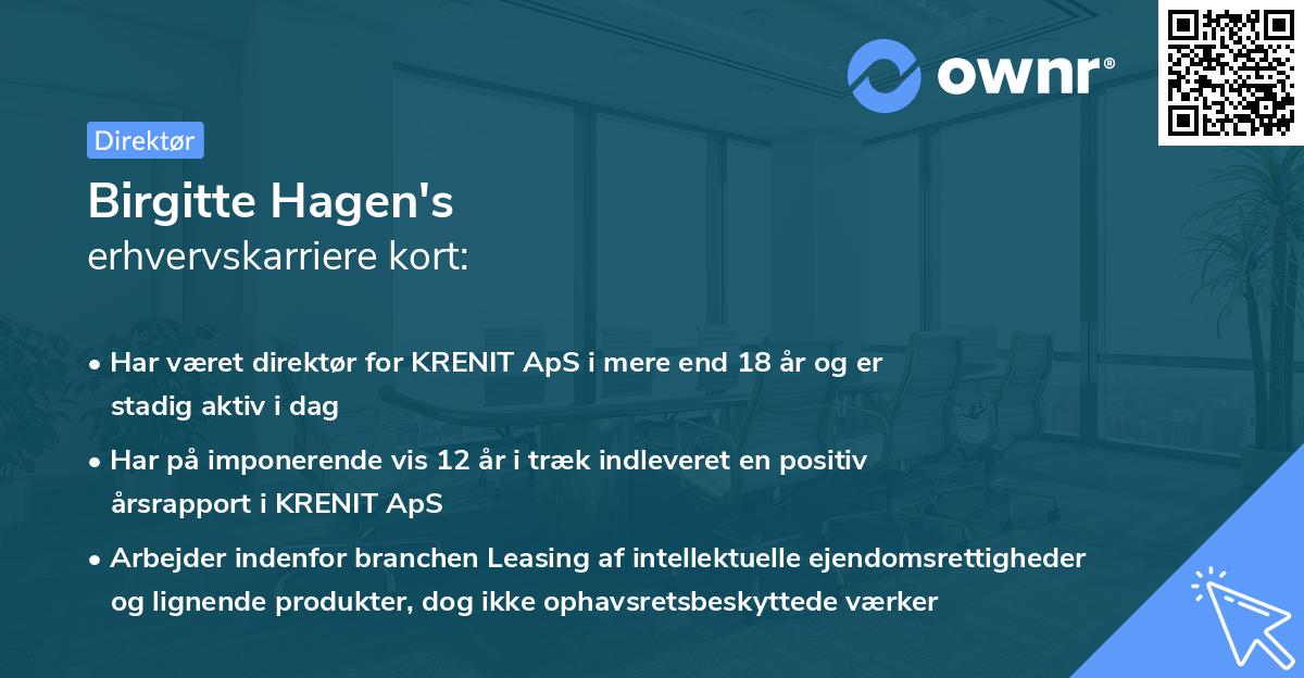 Birgitte Hagen's erhvervskarriere kort