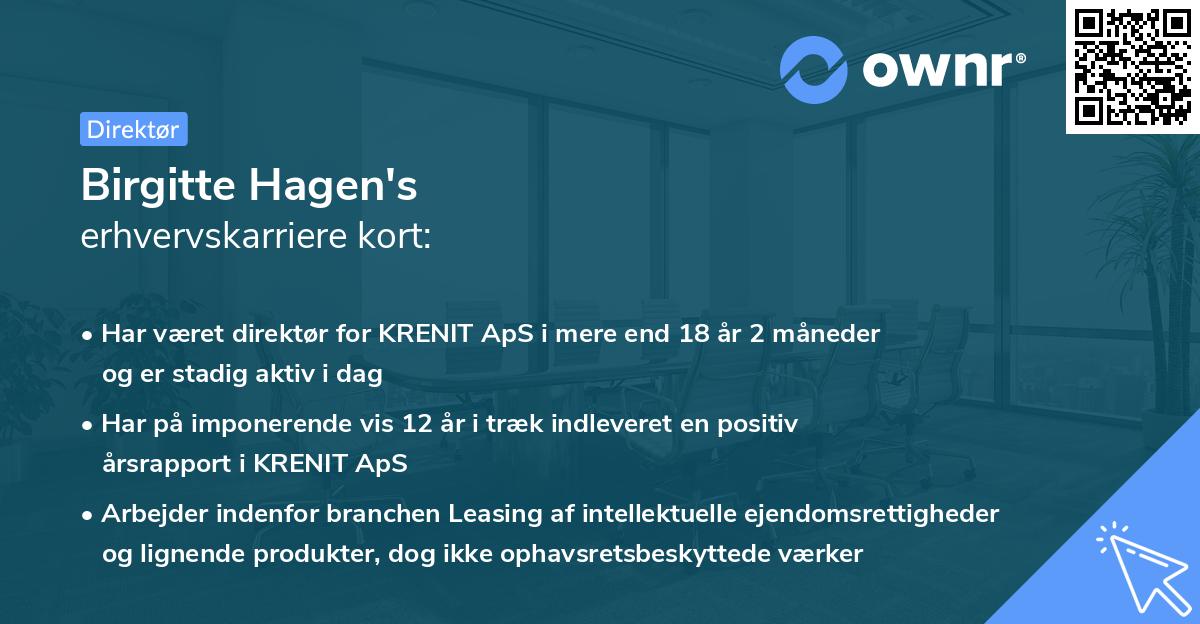 Birgitte Hagen's erhvervskarriere kort