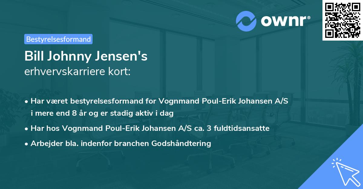 Bill Johnny Jensen's erhvervskarriere kort