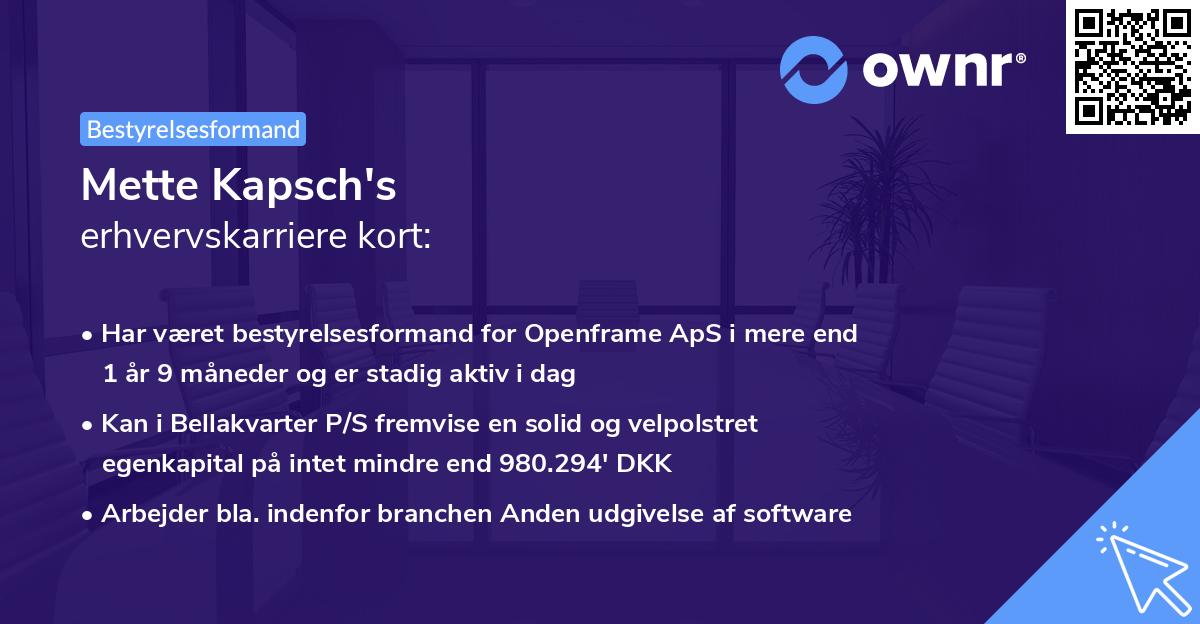 Mette Kapsch's erhvervskarriere kort