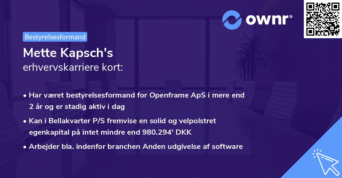 Mette Kapsch's erhvervskarriere kort