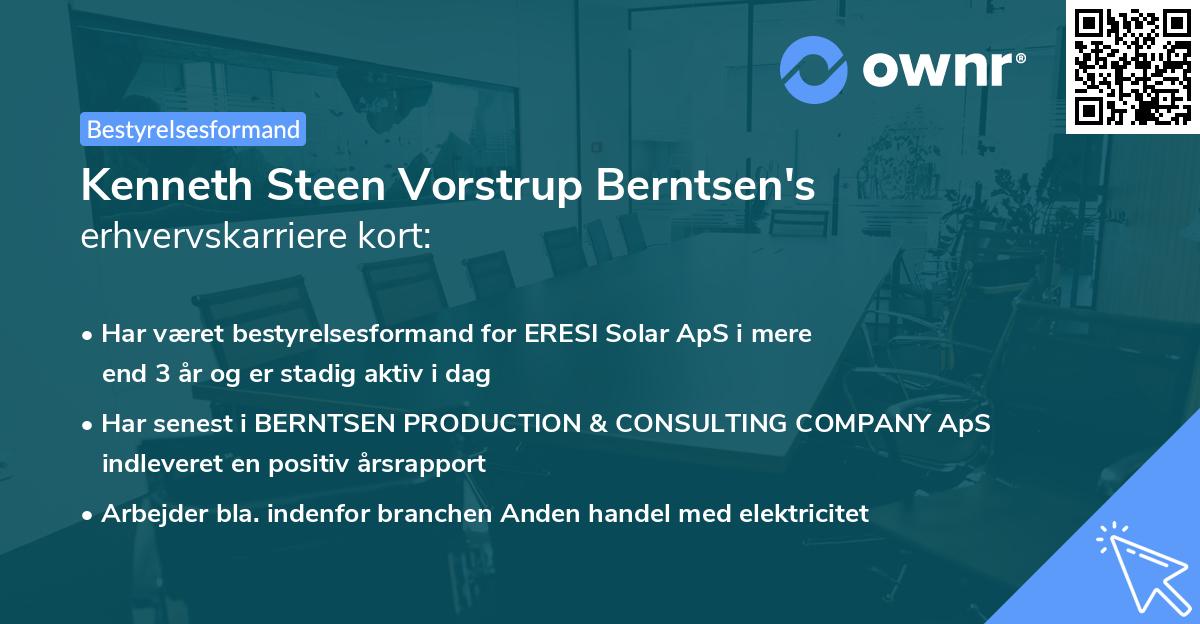 Kenneth Steen Vorstrup Berntsen's erhvervskarriere kort