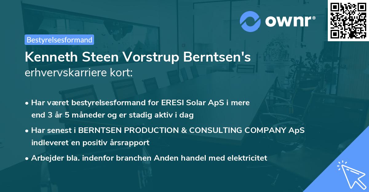 Kenneth Steen Vorstrup Berntsen's erhvervskarriere kort