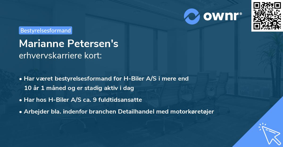 Marianne Petersen's erhvervskarriere kort