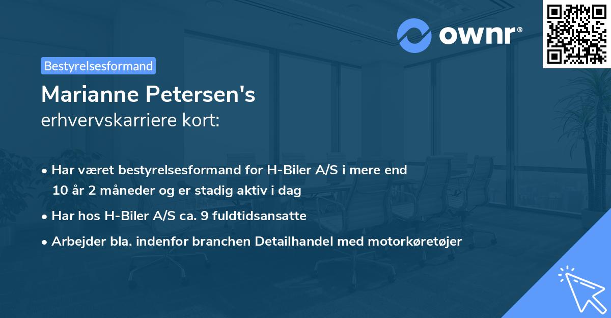 Marianne Petersen's erhvervskarriere kort