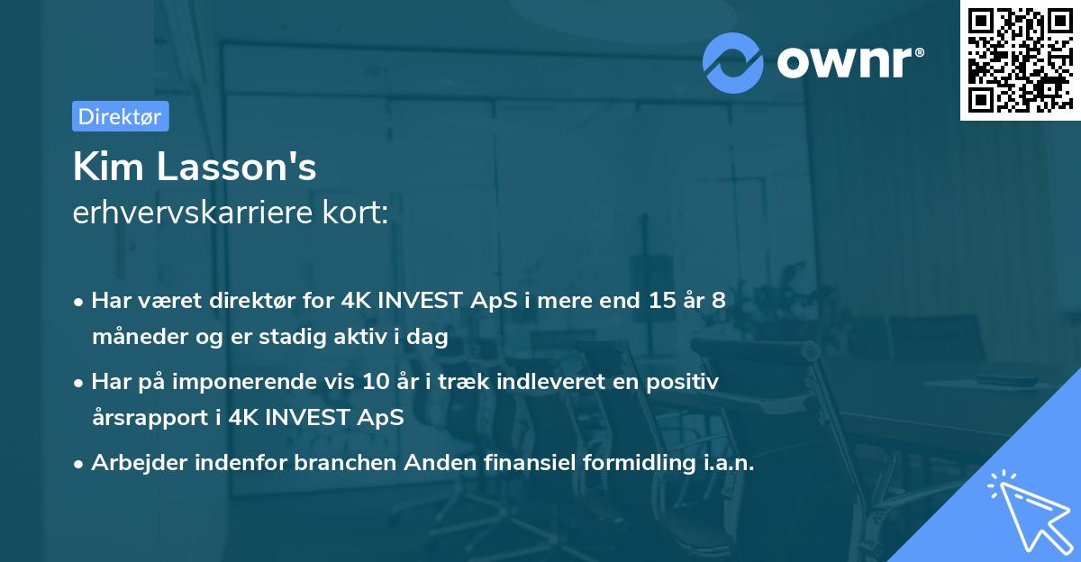 Kim Lasson's erhvervskarriere kort