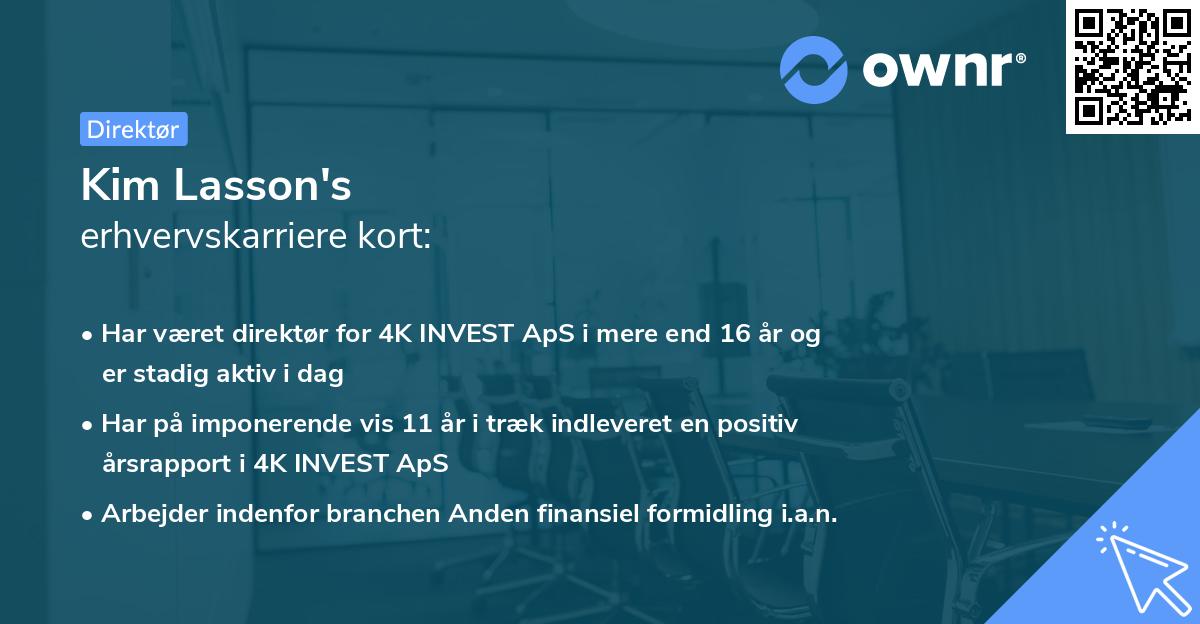 Kim Lasson's erhvervskarriere kort