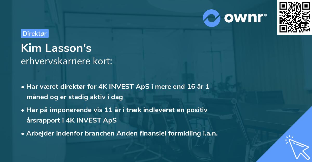 Kim Lasson's erhvervskarriere kort