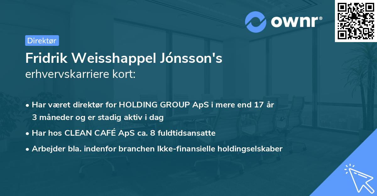 Fridrik Weisshappel Jónsson's erhvervskarriere kort
