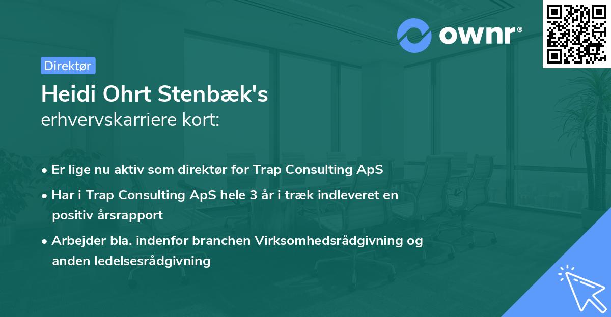 Heidi Ohrt Stenbæk's erhvervskarriere kort