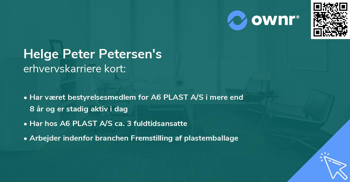 Helge Peter Petersen's erhvervskarriere kort