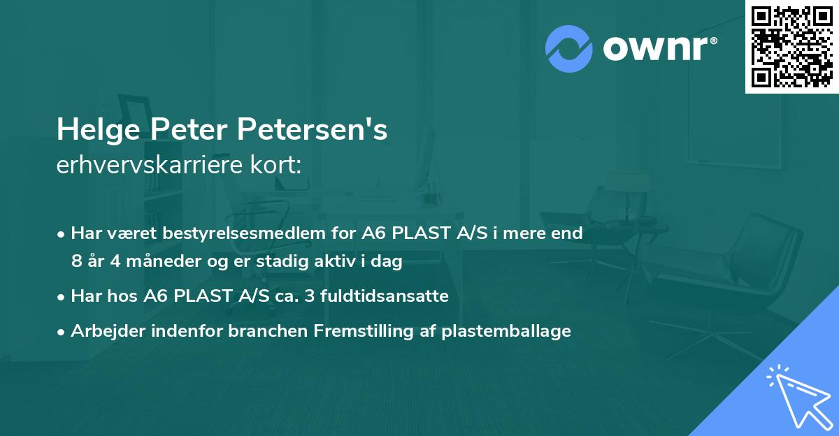 Helge Peter Petersen's erhvervskarriere kort