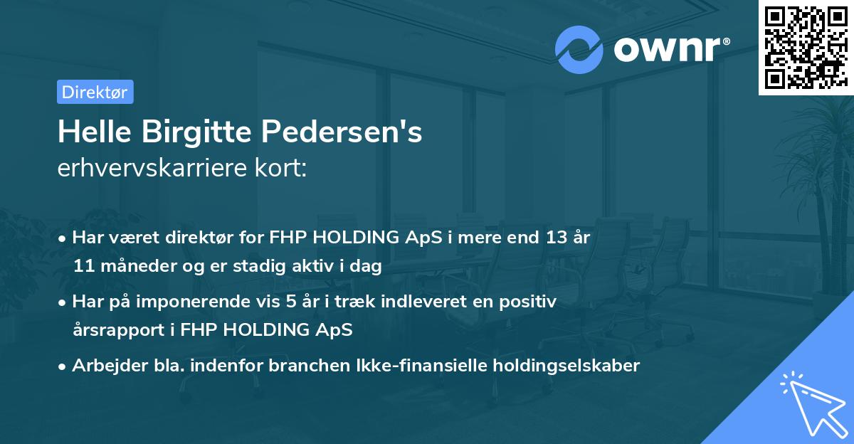 Helle Birgitte Pedersen's erhvervskarriere kort