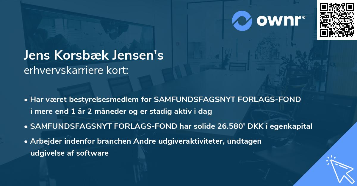 Jens Korsbæk Jensen's erhvervskarriere kort
