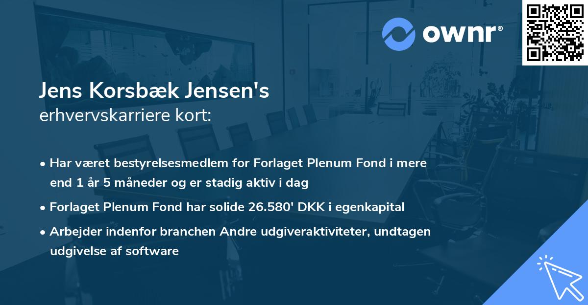 Jens Korsbæk Jensen's erhvervskarriere kort