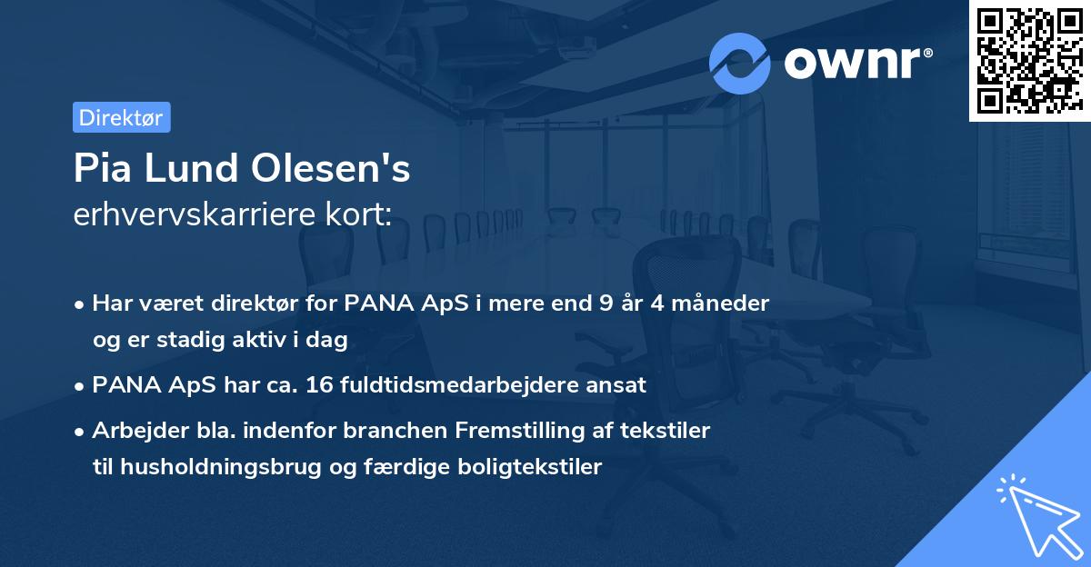 Pia Lund Olesen's erhvervskarriere kort