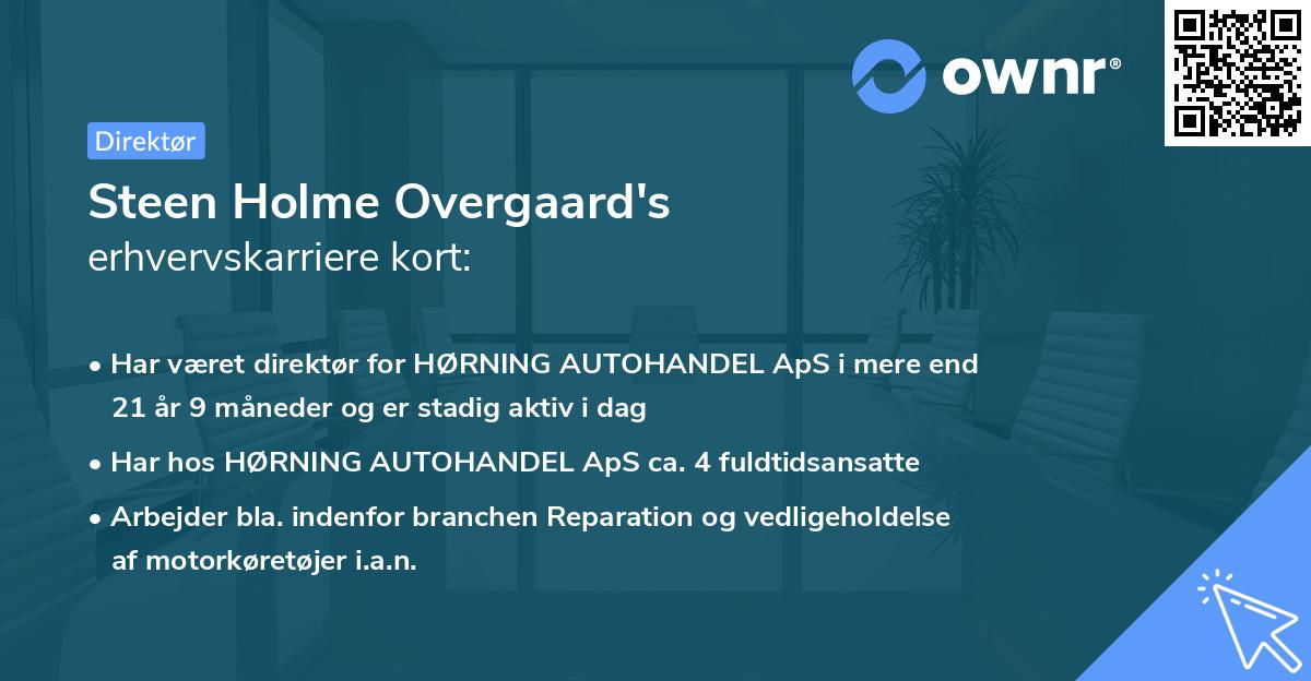 Steen Holme Overgaard's erhvervskarriere kort