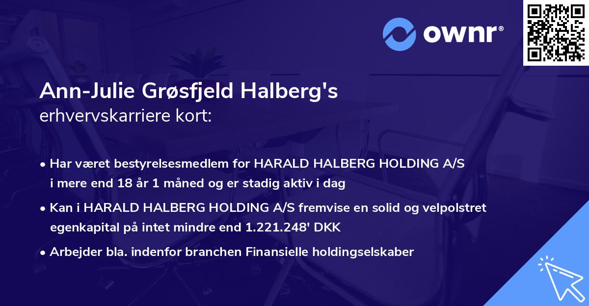Ann-Julie Grøsfjeld Halberg's erhvervskarriere kort