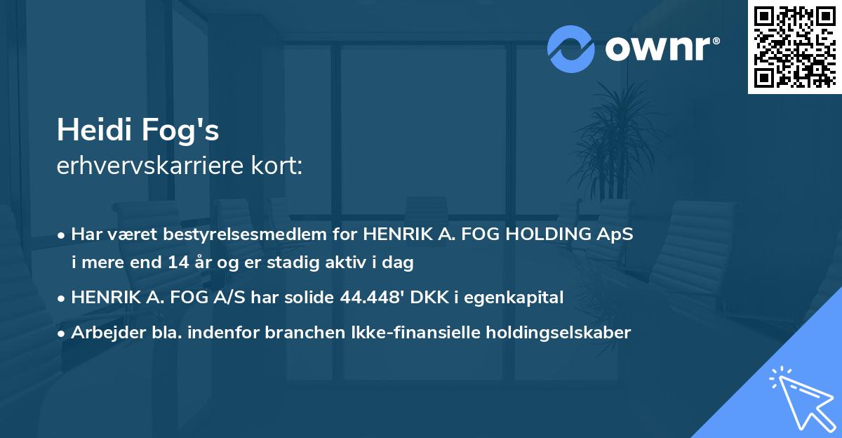 Heidi Fog's erhvervskarriere kort