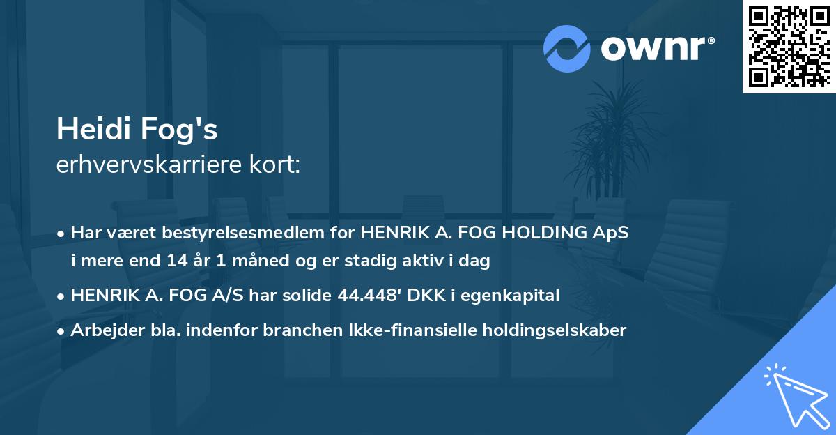 Heidi Fog's erhvervskarriere kort