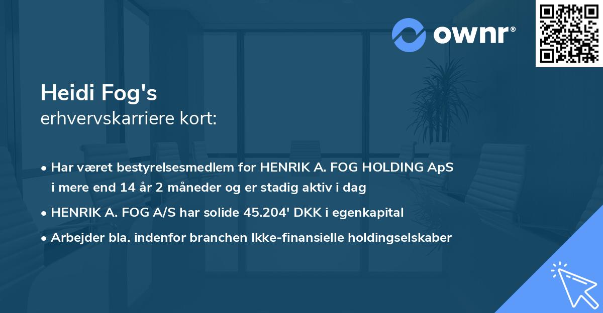 Heidi Fog's erhvervskarriere kort