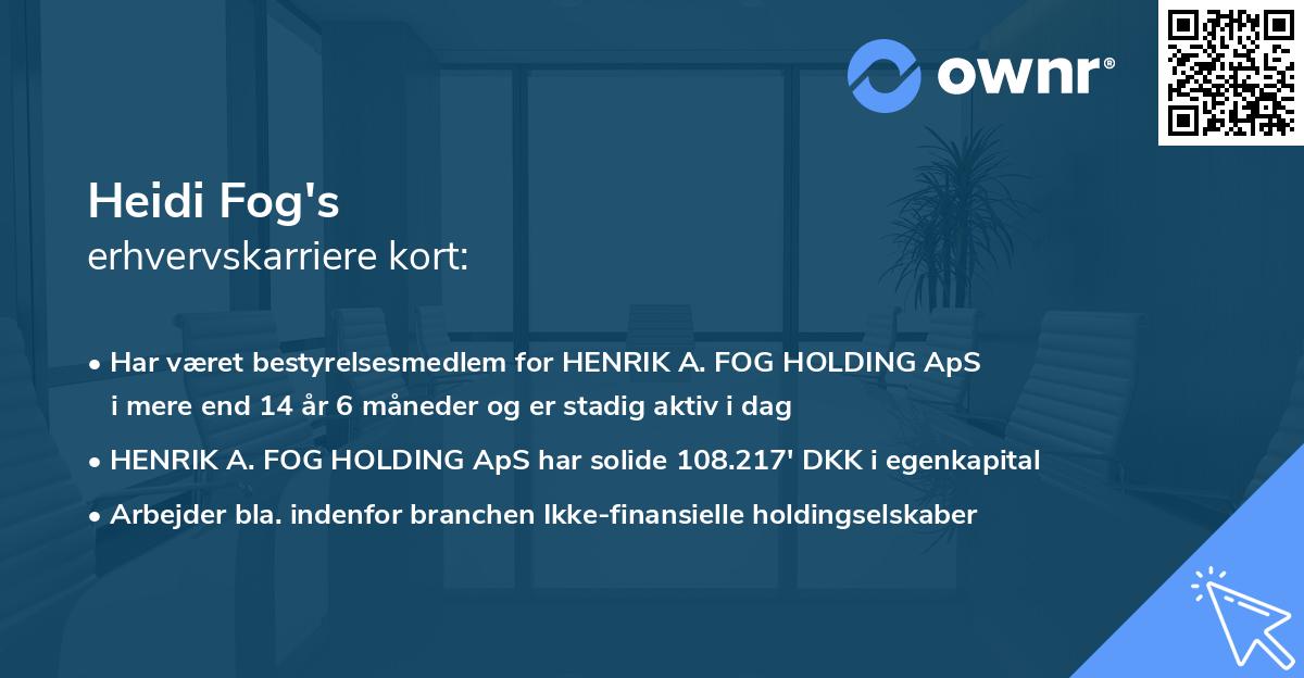 Heidi Fog's erhvervskarriere kort