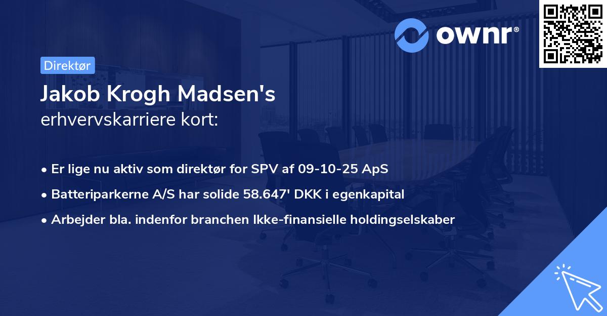 Jakob Krogh Madsen's erhvervskarriere kort