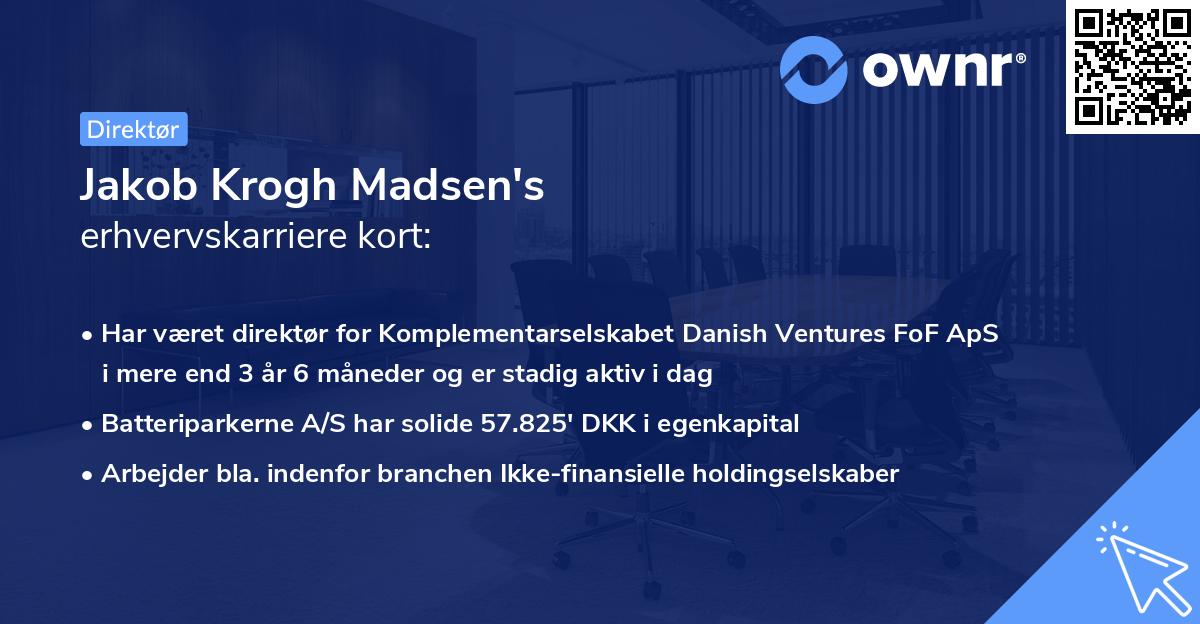 Jakob Krogh Madsen's erhvervskarriere kort