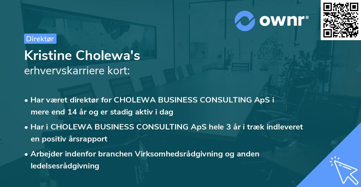 Kristine Cholewa's erhvervskarriere kort