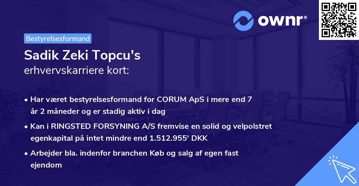 Sadik Zeki Topcu's erhvervskarriere kort