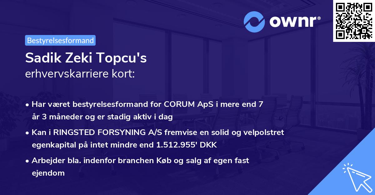 Sadik Zeki Topcu's erhvervskarriere kort