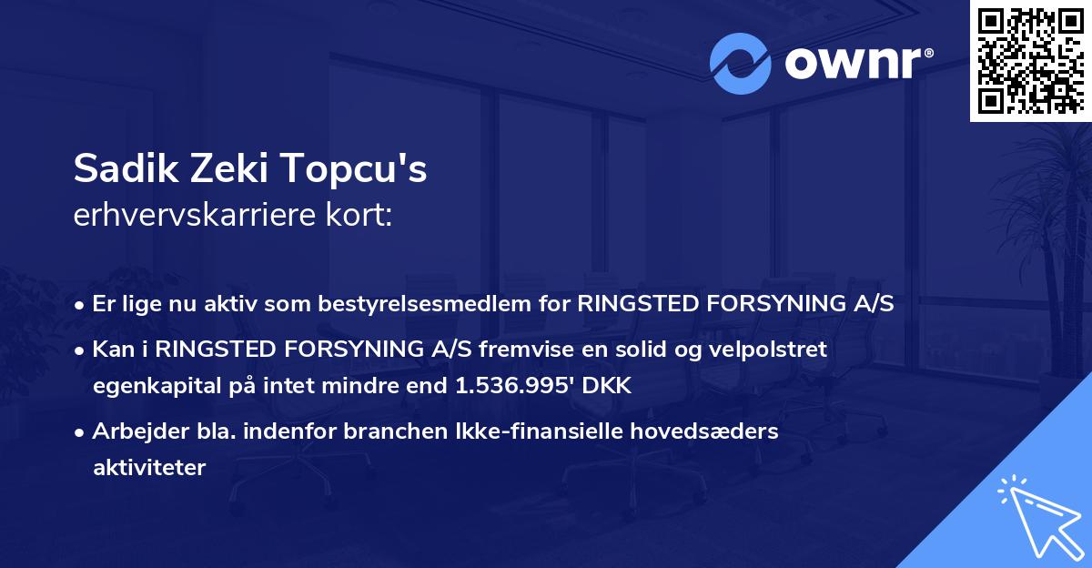 Sadik Zeki Topcu's erhvervskarriere kort