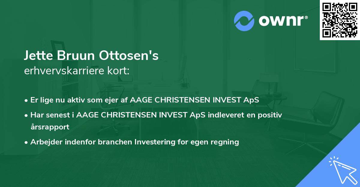Jette Bruun Ottosen's erhvervskarriere kort