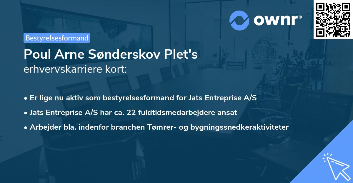 Poul Arne Sønderskov Plet's erhvervskarriere kort