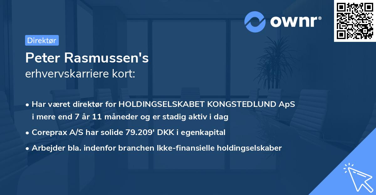 Peter Rasmussen's erhvervskarriere kort