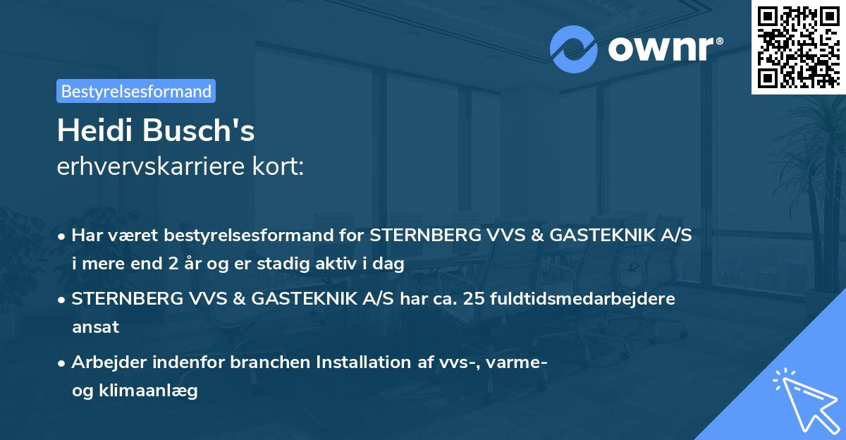 Heidi Busch's erhvervskarriere kort