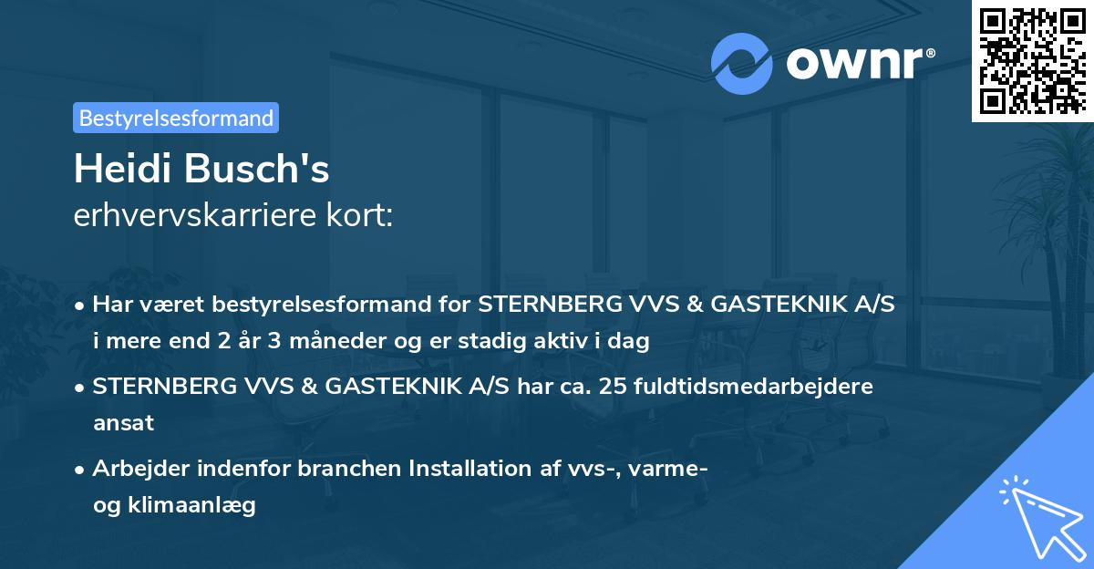 Heidi Busch's erhvervskarriere kort