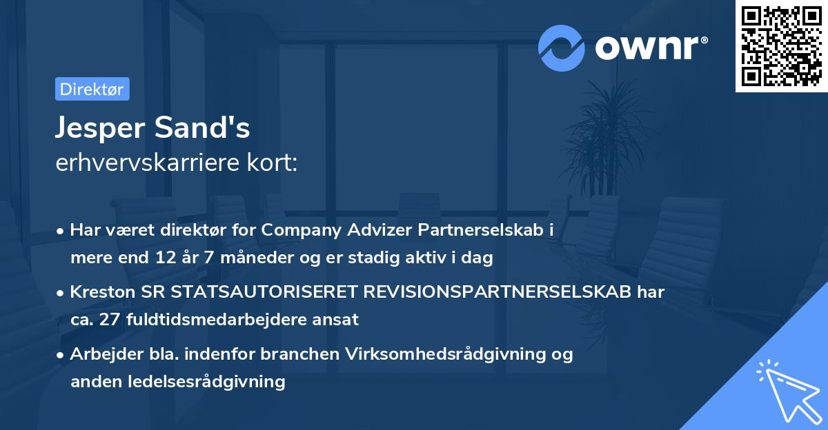 Jesper Sand's erhvervskarriere kort