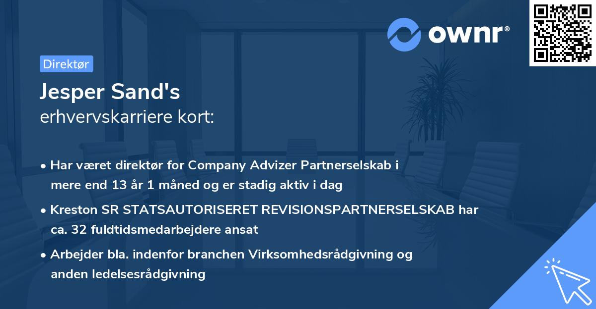 Jesper Sand's erhvervskarriere kort